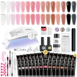 Poly Nail Gel Kit with 15 Counts Poly Nail Extension Gel Builder, Quick Building Nail Mold Tips, and Art Tools, Perfect Gift for Nail Art Enthusiasts, Manicure