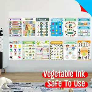 12 Theme Coated Word Learning Cards, Classroom Decoration A4 Poster, Educational Learning Activities, Teaching Aid Tool