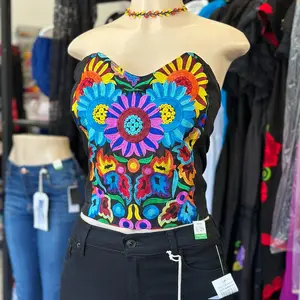 Mexican Embroidered Corset colored mexican corset, mexican outfit
