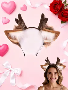 Cute plush reindeer headbands, adorable cosplay accessories, perfect for party role-playing, birthday gifts, Halloween and Christmas decorations, Valentine's Day outfits. Three colors to choose from