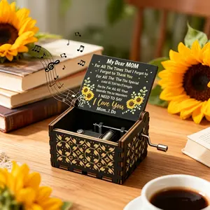 Gifts for Mom Mothers Day, Wooden Hand Crank Music Box You are My Sunshine Theme Music Box Classic Gift for Mom from Daughter&Son, Presents for Mom, Birthday& Celebrations Gifts
