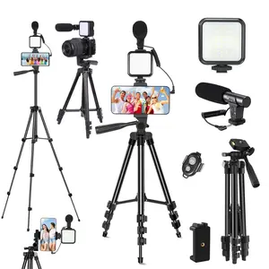 Portable Vlog Shooting Kit, 1 Set Phone Tripod & Fill Light & Microphone & Phone Holder & Selfie, Smartphone Tripod Stand, Phone Accessories for Live Streaming, Camera, Camera Stabilizer, Video Blog Kit