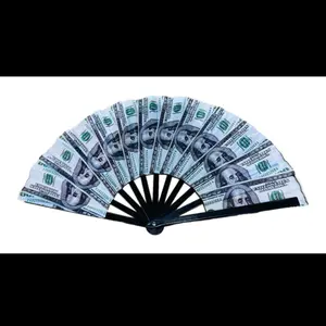 Money Imagine Big Folding Clack Fan for Festival Dancing Party - Unique Design Inspired by Dollar Bills