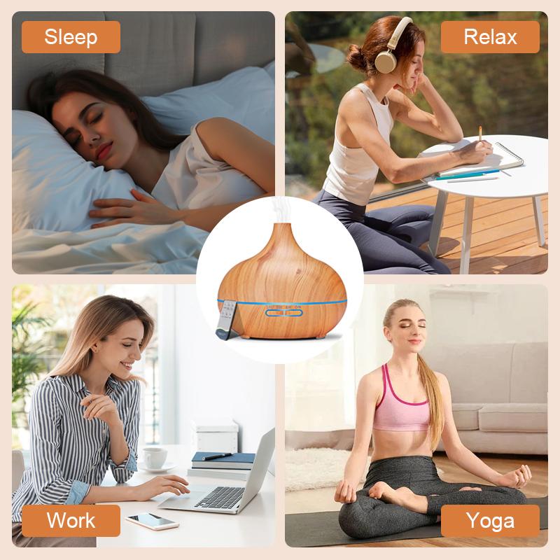 AESHORY Essential Oil Diffuser 550ml, Aroma Diffuser with 12PC Essential Oil Timer Cool Mist Humidifier for Large Room