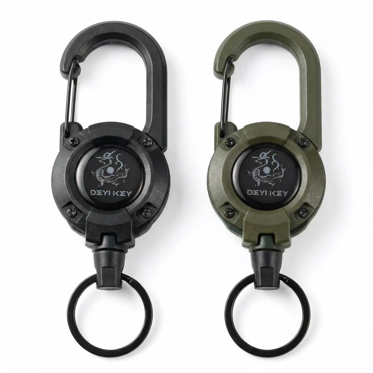 Heavy Duty Retractable Keychain with Steel Cable Cord, Spring-Loaded Carabiner Badge Reel & Anti-Drop Key Holder, 60cm/23.6" Recoil Rope for Outdoor Hiking, Work & Travel