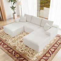 WHITE-104"L-shaped Righ Facing Chaise with ottoman