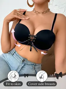 Women's Push-Up Bralette with Adjustable Straps, Breathable Comfort, Fit, Medium Support, Sexy Balconette Design, All Seasons Wear, Basic