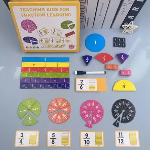 Montessori Fraction Learning Kit, Stem Educational Toy for Kids, Includes Fraction Circles, Strips, Blocks, Math Manipulatives, Math Learning Tools