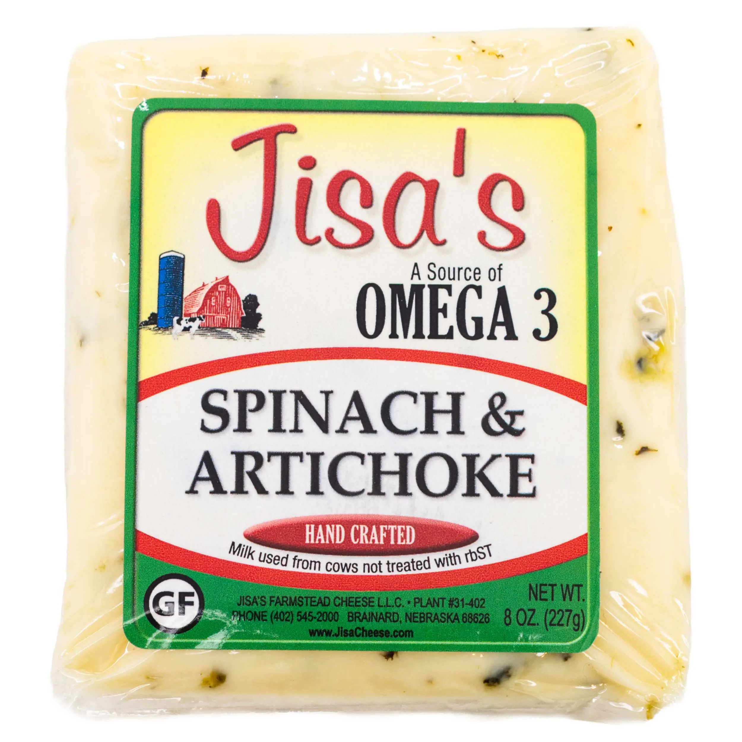 Spinach & Artichoke Cheese Block | 8 oz | Jisa's Farmstead Cheese