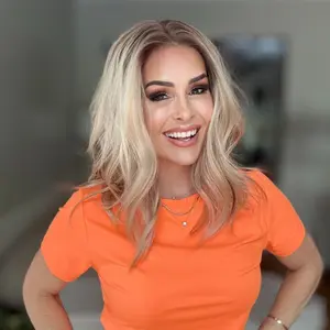 AISOM A60 Warm Blonde Natural Wave Pre Cut T Part Lace Wig 15 Inch Natural Looking Low Density Synthetic Hair Wig