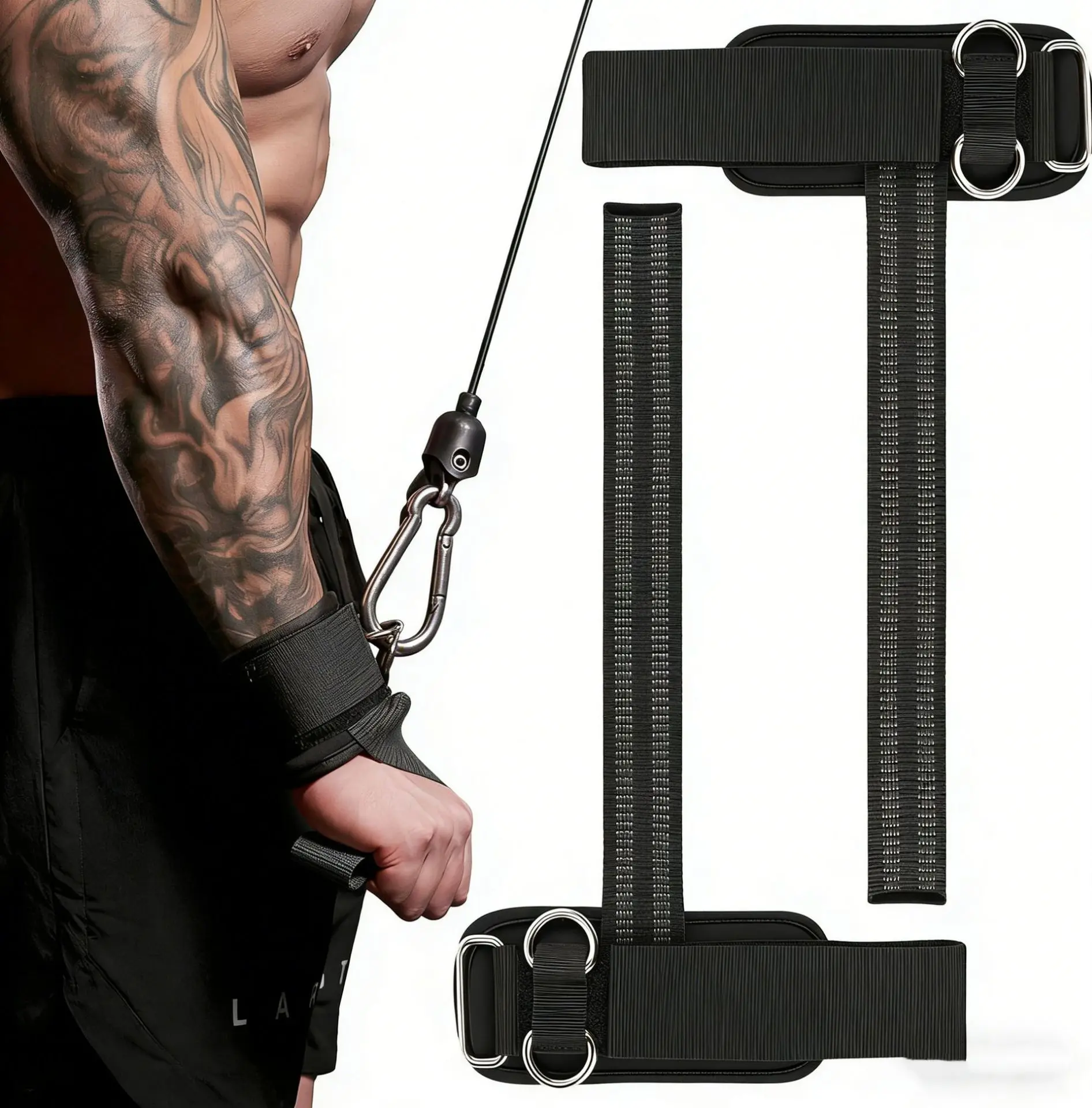 Power Wristbands for Weightlifting -  Lifting Straps with D-Rings for Cable Machine, Men's & Women's Fitness Accessories Assist belt support maximum pad cotton steel duty heavy upgraded gym silicone anti-slip deal trainer