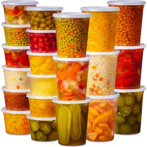 48 Pack Plastic Deli Containers with  (16, 32 oz 24 Each) -  Storage Containers with  - Clear Disposable Meal Prep Containers, , Stackable, Leakproof, Microwave and Freezer Safe