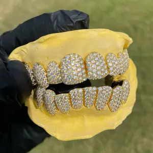 925 Sterling Silver Mini Honeycomb Set Custom Moissanite Perm Cut Grillz