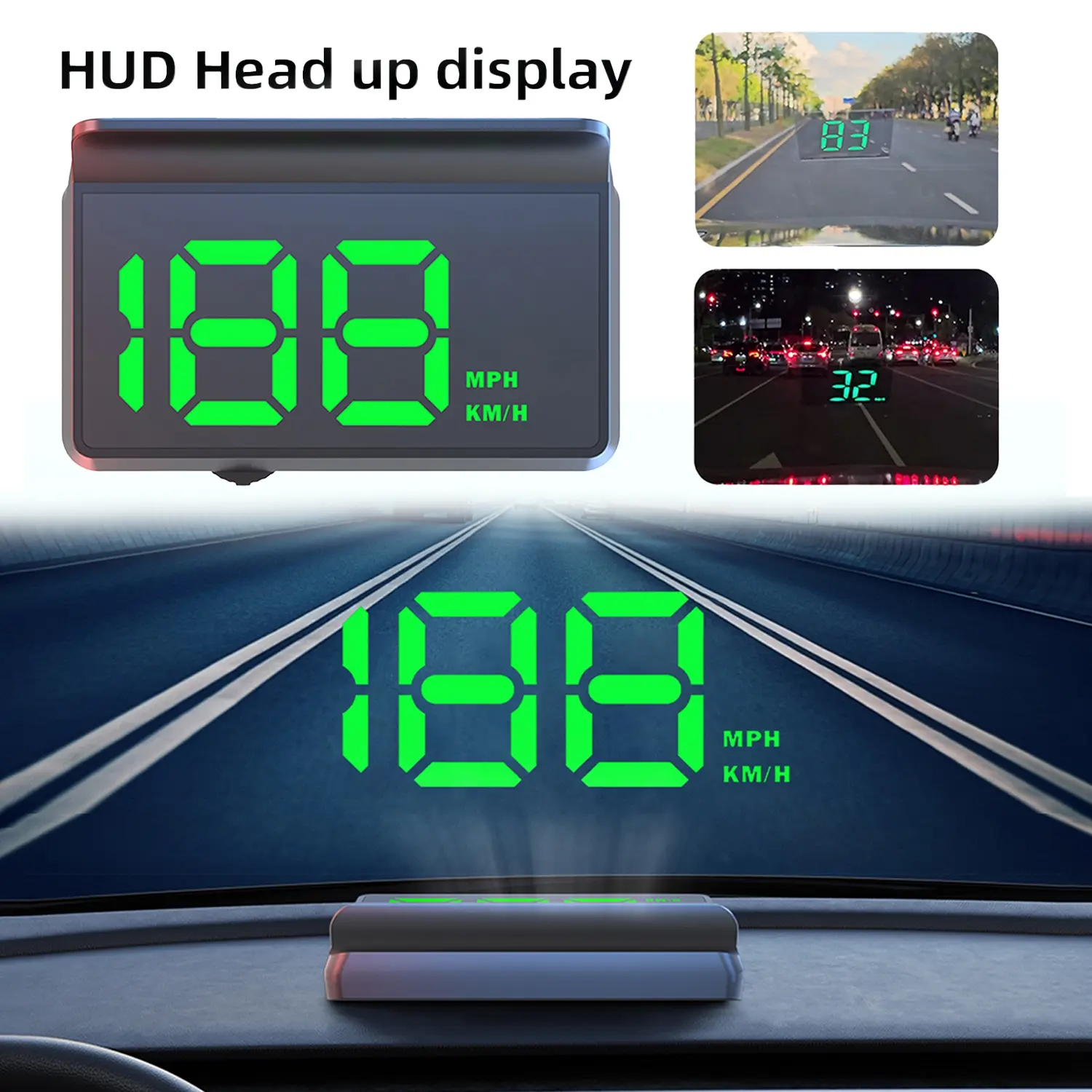 New Upgraded GPS HUD Speedometer Car Head Up Digital Speed Display KM/H ...