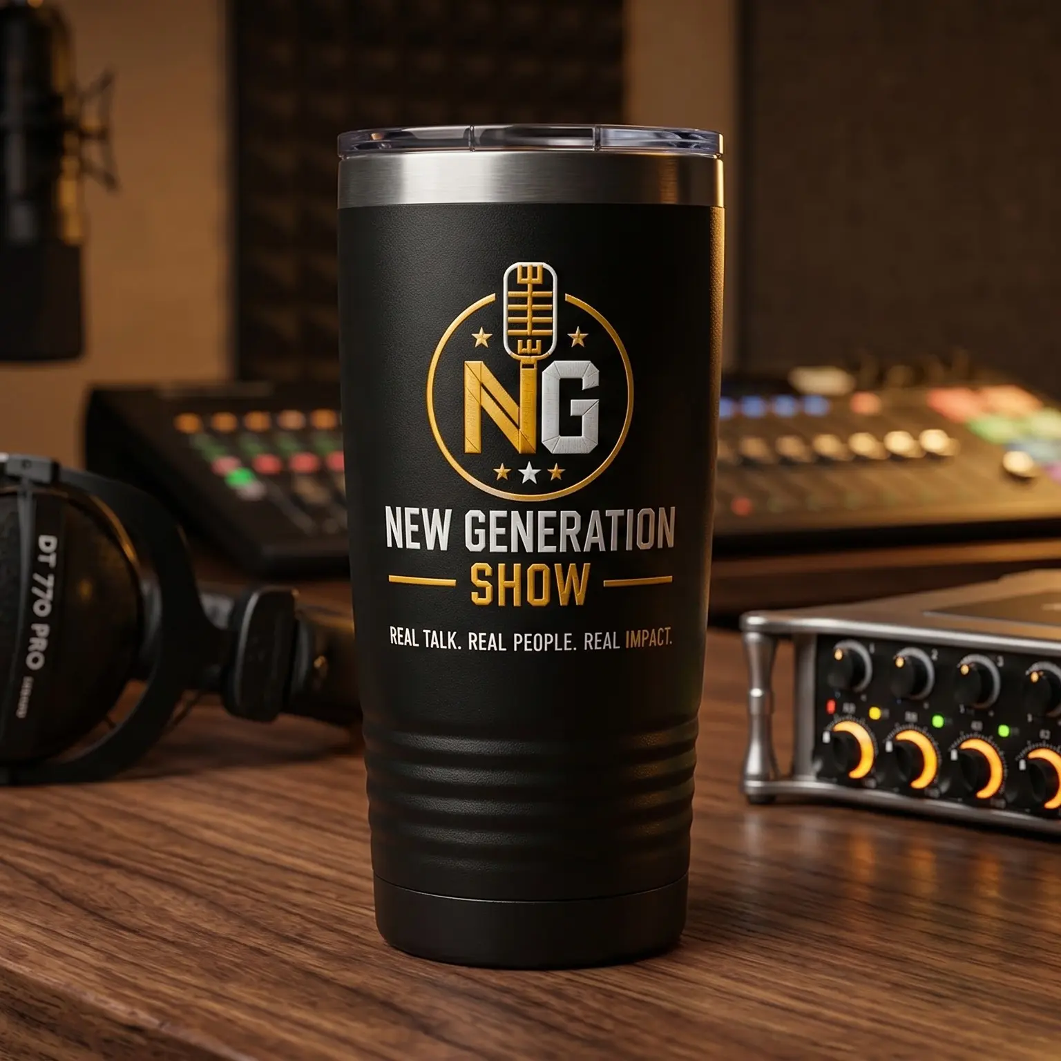 New Generation Show Premium Stainless Steel Double Wall Insulated Vacuum Tumbler - Water Bottles with Lid, Portable Hot & Cold Drinkware, Coffee Lovers Real Talk Podcast Merch Travel Cup