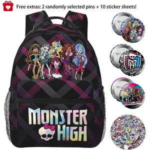 Cute Monster high Print Backpack for Women Monster high dolls Ergonomic Cushioned Laptop Daypack with Multiple Zipper Pockets, Monster high doll Lightweight Travel Bagpack for College & Outdoor Activities