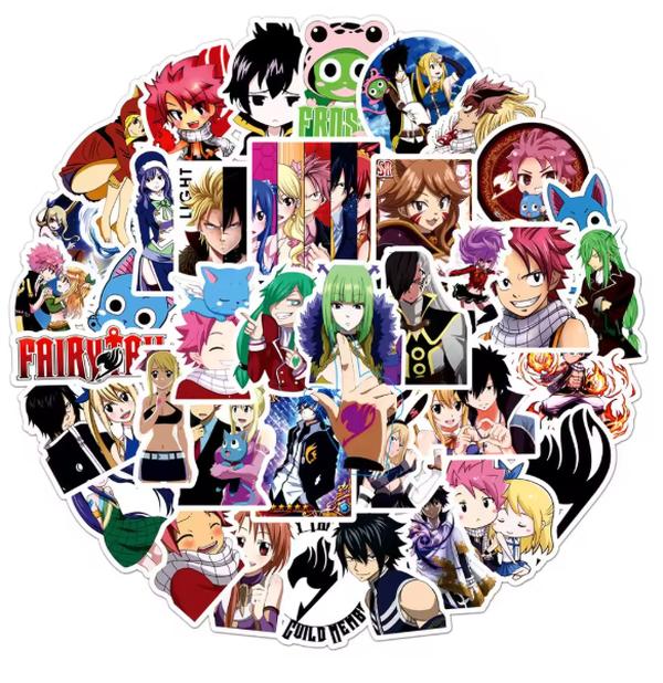 50Pcs FAIRY TAIL Anime Stickers Etherious Natsu Dragneel Cartoon Decals DIY Skateboard Phone Laptop Cool Graffiti Sticker