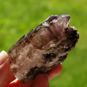 2.7in 99g Smoky Phantom Elestial Amethyst Quartz Crystal Glittering Red Specular Hematite Lepidocrocite, Zimbabwe ae4