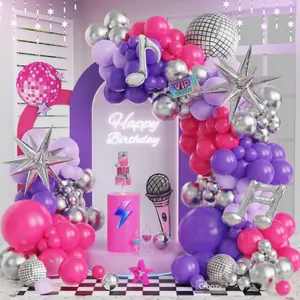 153PCS Music Hunter Balloon Arch Kit with Disco Ball, Music Note, Pink, Purple & Silver Balloons153PCS Music Hunter Balloon Arch Kit with Disco Ball, Music Note, Pink, Purple & Silver Balloons