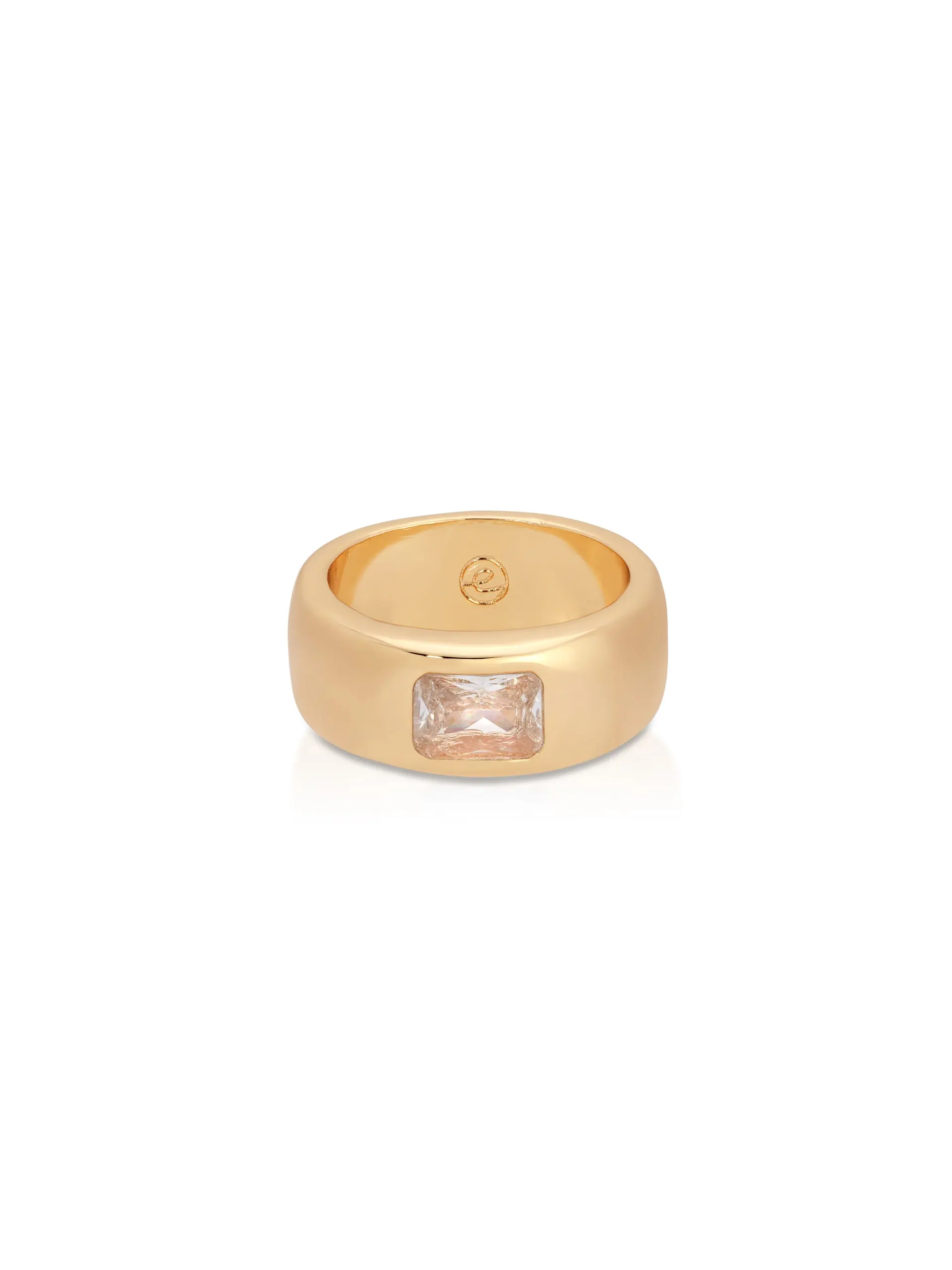 Ettika Emerald Cut Treasure Ring 18k Gold Plated Cubic Zirconia for Adults Height 0.3"