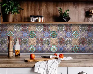 360 Stand Mancuso Decorative Vinyl Square Peel & Stick Tiles, 7x7 in. Removable Blue Coastal Tiles for Indoor Use (Model 400338)