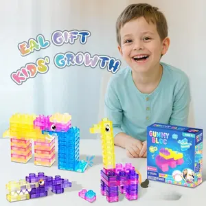 40PCS Soft Jelly Building Blocks | Sensory Montessori STEM Toy for Kids Aged 3+ | Flexible Silicone Stacking Blocks, Non-toxic Educational Construction Set, Perfect Gift for Children