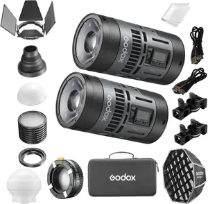 GODOX RS60R Kit2 RGB Led Video Light (2-Light Kit), with CCT 1800-10000K, 14 Lighting Effects, HSI and RGBW Modes, Supports DMX/APP Control and Multiple Power Solutions