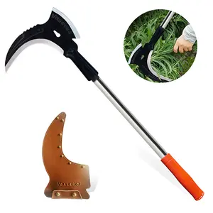 Vaseeka Manganese Steel Double-Edged Weeding Tool, 20” Metal Handle (with Protective Sheath), suitable for outdoor gardening tasks: trimming branches, cutting weeds, clearing paths. Tree pruning tool.
