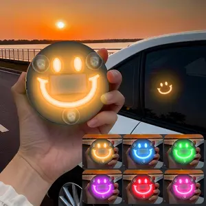 Solar Charging LED Smiley Face Neon Lamp Multi Color Car Triangle Window Atmosphere Light Vehicle Interior Decoration Ornament-MM1