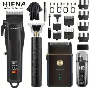 Men's Professional Hair & Beard Trimming Kit, Barber Hair Clippers, Cordless Scissors with LED Display, Clipper Set, Abs Body, Ideal Gift for Father's Day