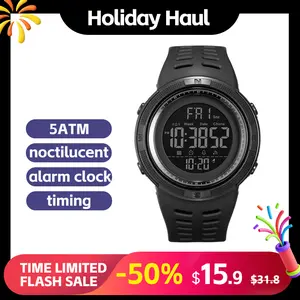SKMEI Luminous Fashionable Sporty Waterproof Men's Digital Watch, 50m Water Resistant, Multifunctional Backlit Display, Timed Alarm for Outdoor Fitness, Trendy Multifunctional Watch, Luminous Fashionable Watch