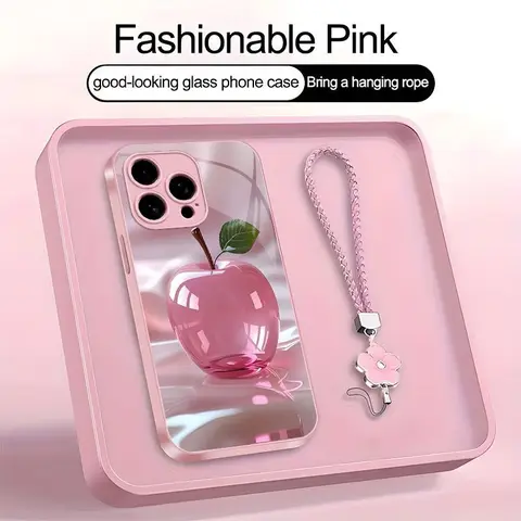 Luxury Crystal Apple Phone Case – Metallic Cover with Lanyard for iPhone 18/17/16/15/14/13 Pro Max & Samsung S25 Ultra -- 985