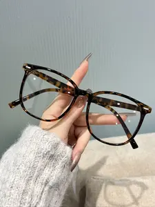 Women's Tortoiseshell Square Frame Glasses, Stylish Square Frames, College Style Cute Decorative Flat Lens Eyewear, Fashionable and Comfortable Eyeglasses
