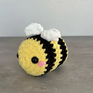 Handmade Bee Crochet Plushie in Yellow/Black Color Cute Companion Toy or gift