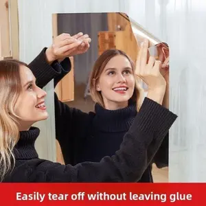 Self-Adhesive Mirror Sheet, Flexible Acrylic Mirror Sticker, Non-Glass Sticky Mirror Tile, Plastic Mirror Tiles for Home Decor