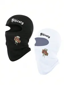 2pcs/1pc Letter And Holding Money In Hand Print Ski Mask Balaclava Face Mask For Men Women UV Protection Windproof Scarf For Snowboard Motorcycle