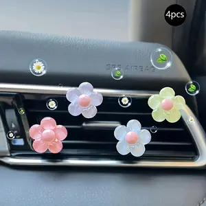 4-Piece Daisy Car Air Vent Clips, Colorful Plastic Floral Decor for Spring, Women's Unique Car Accessories, Car Interior Decoration, Car Interior Accessory