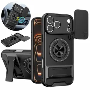 HAY Armor Rugged Shockproof Magnetic Case for iPhone 17 Air 16 15 14 Plus 13 12 11 17 Pro Max Camera Lens Rotatable Ring Stand Cover