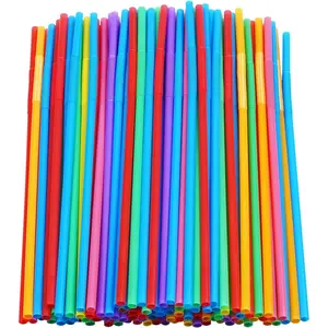 200 count Colorful Plastic Long Flexible Straws.(0.23'' diameter and 10.2" long)