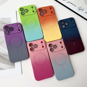 Fin Double Colored Magsafe Magnetic Wireless Charging Case For iPhone 17 16 15 14 13 12 11 Pro Max Plus Gradient Color Silicone Cover