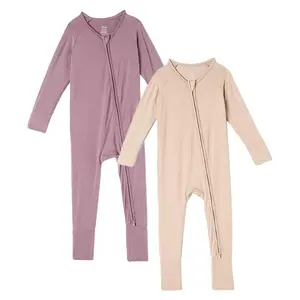 GET TWO Bamboo Baby Pajamas Baby Onesies Baby Romper Footless 2 Way Zipper Soft Sleeper Cozy