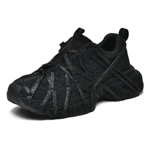 TEER 2026 Spring Drop – Women’s Sparkling Crystal Platform SneakersGlam embellished casual footwear, trendy designer dupe style,luxury look at an affordable price Work Sneakers