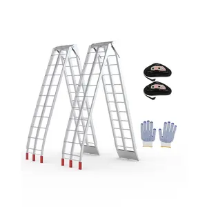 GARVEE 2 Pcs Loading Ramps for Pickup Trucks with 1500 lbs Capacity, Lightweight Aluminum Design, Includes Load Straps for Motorcycle, Lawn Mowers, ATV/UTV, and Golf Carts