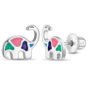 My Dinosaur Friend Kids / Children's / Girls Earrings Screw Back Enamel - Sterling Silver My Dinosaur Friend Kids / Children's / Girls Earrings Screw Back Enamel - Sterling Silver