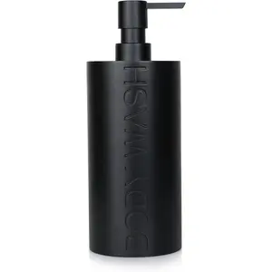 Matte Black Body Wash Dispenser Luxurious Refillable Pump Bottle with Embossed Text, Durable Construction for Bathroom and Shower