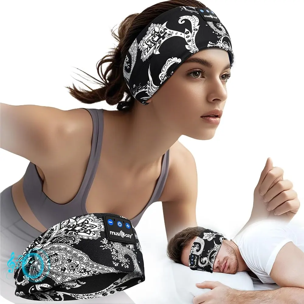 MUSICOZY Sleep Headphones Bluetooth Headband Sleeping Headphones Wireless Headband Headphones with Thin HD Stereo Speakers Perfect for Side Sleepers, Sport, Yoga, Travel,SummerWins,DealsForYouDays