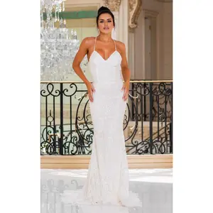 Jessica Angel JA10006 V-Neck Spaghetti Strap Fitted Open Back Lace-Up Back Lace Wedding Dress