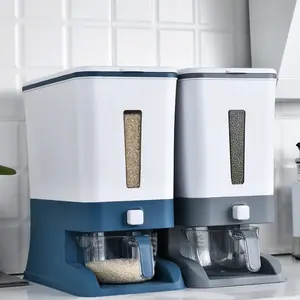 Langkes Large 25LBS Rice Dispenser Container Airtight Food Storage with Measuring Cup for Kitchen Pantry Thick Plastic Sealed Design Anti Moisture Bugs Automatic Measuring Rice Bucket