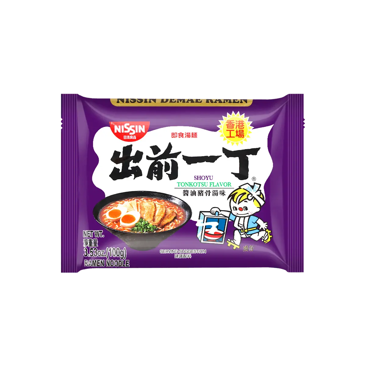NISSIN Demae Ramen Tokyo Shoyu Tonkotsu Flavor Instant Noodle Soup 100g - Authentic Japanese Savory Pork Broth
