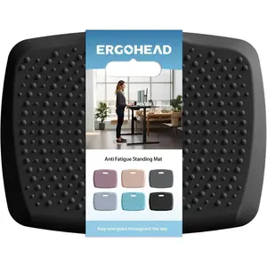 Anti-Fatigue Kitchen and Office Standing Mat, Multi-Purpose Floor Mat with Built-in Handle and Massage Points (Black, 17" x 22")